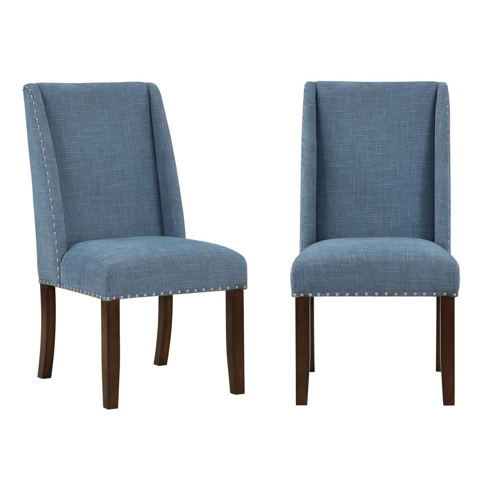 Lambert Brown and Blue Transitional Accent Dining Chair - Set of Two. Picture 7