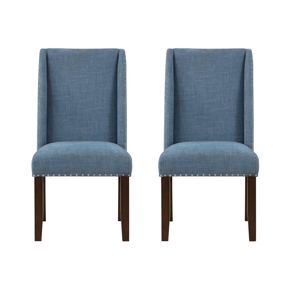 Lambert Brown and Blue Transitional Accent Dining Chair - Set of Two. Picture 4