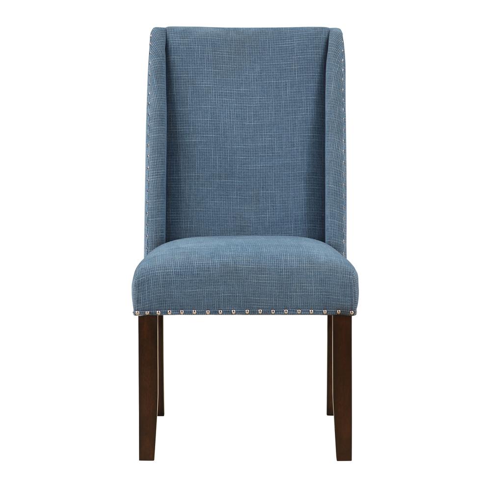 Lambert Brown and Blue Transitional Accent Dining Chair - Set of Two. Picture 1