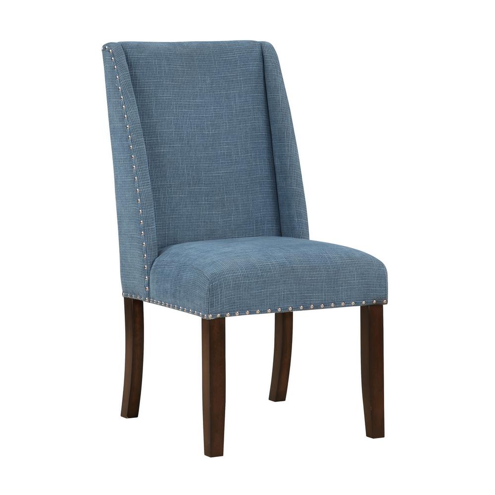 Lambert Brown and Blue Transitional Accent Dining Chair - Set of Two. Picture 8