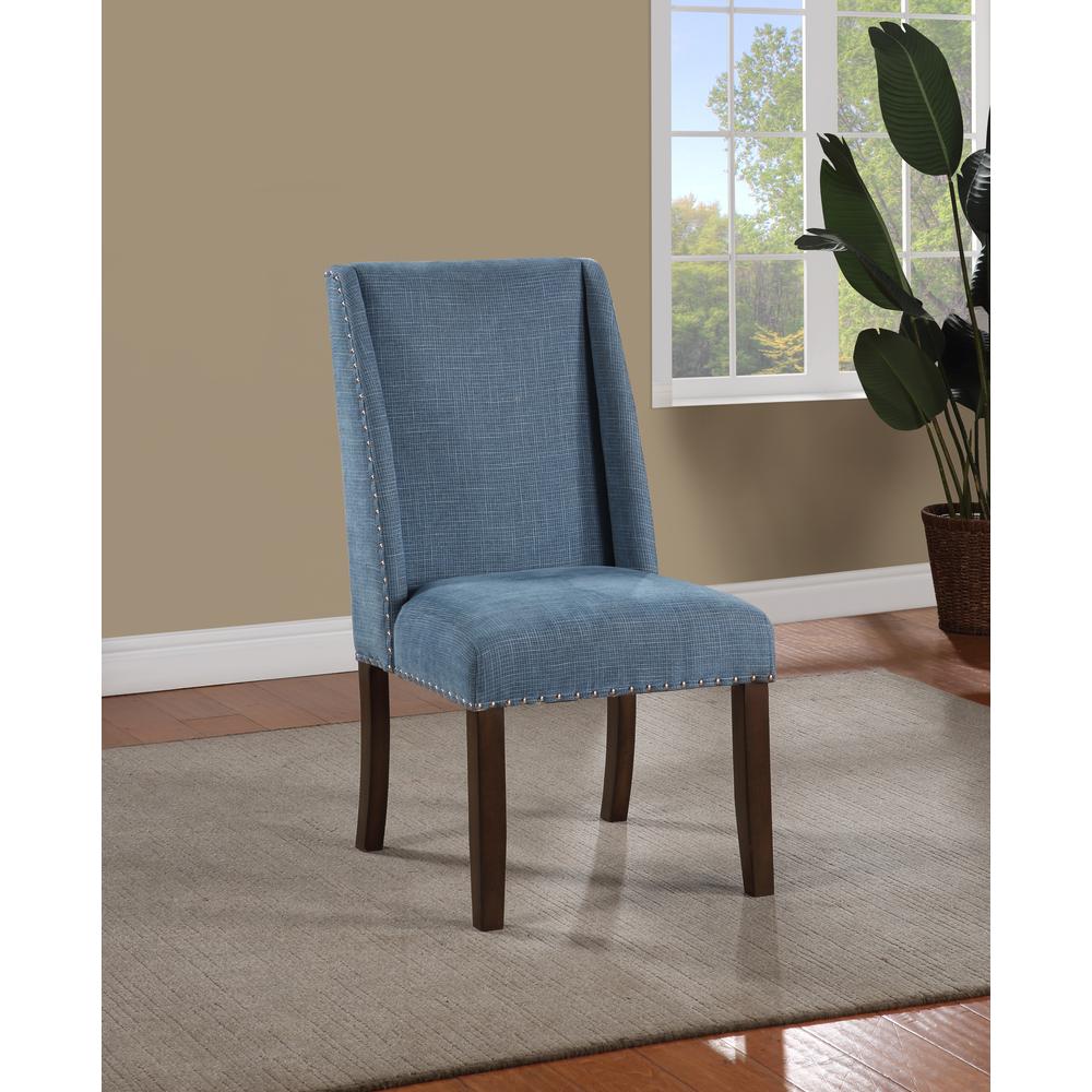 Lambert Brown and Blue Transitional Accent Dining Chair - Set of Two. Picture 6