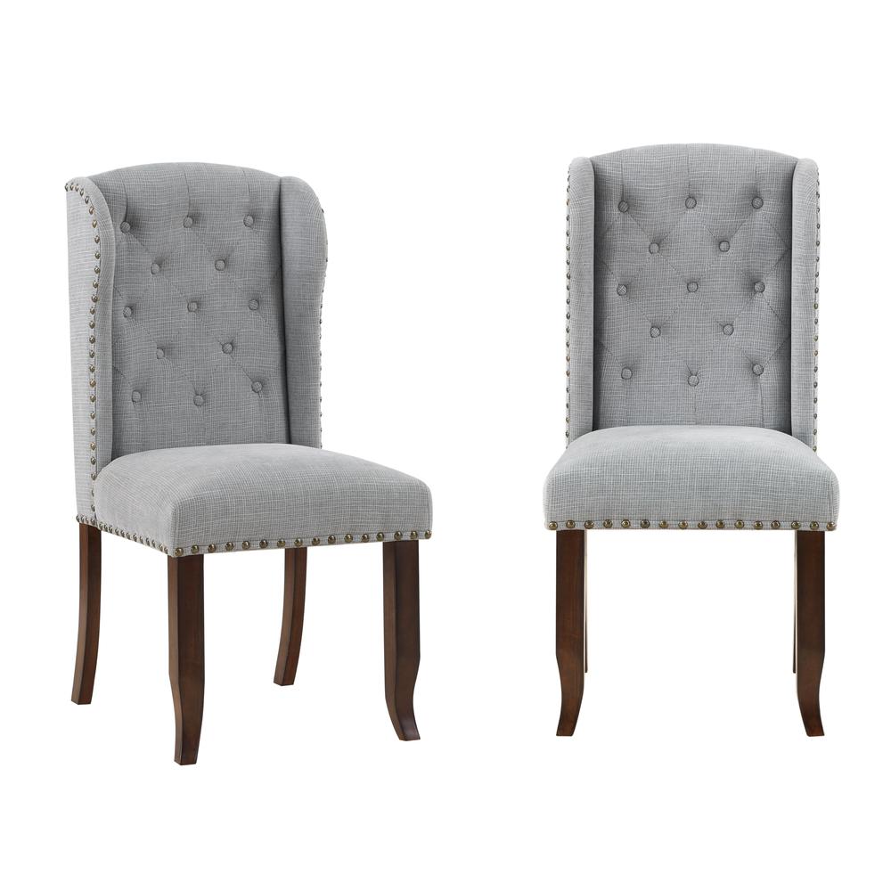 Edmund Brown and Grey Traditional Accent Dining Chair - Set of Two. Picture 5