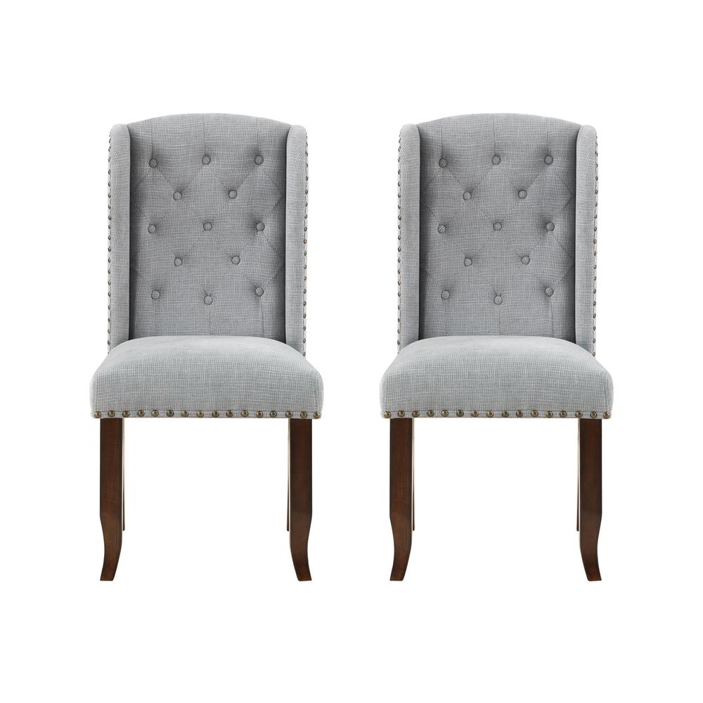 Edmund Brown and Grey Traditional Accent Dining Chair - Set of Two. Picture 6