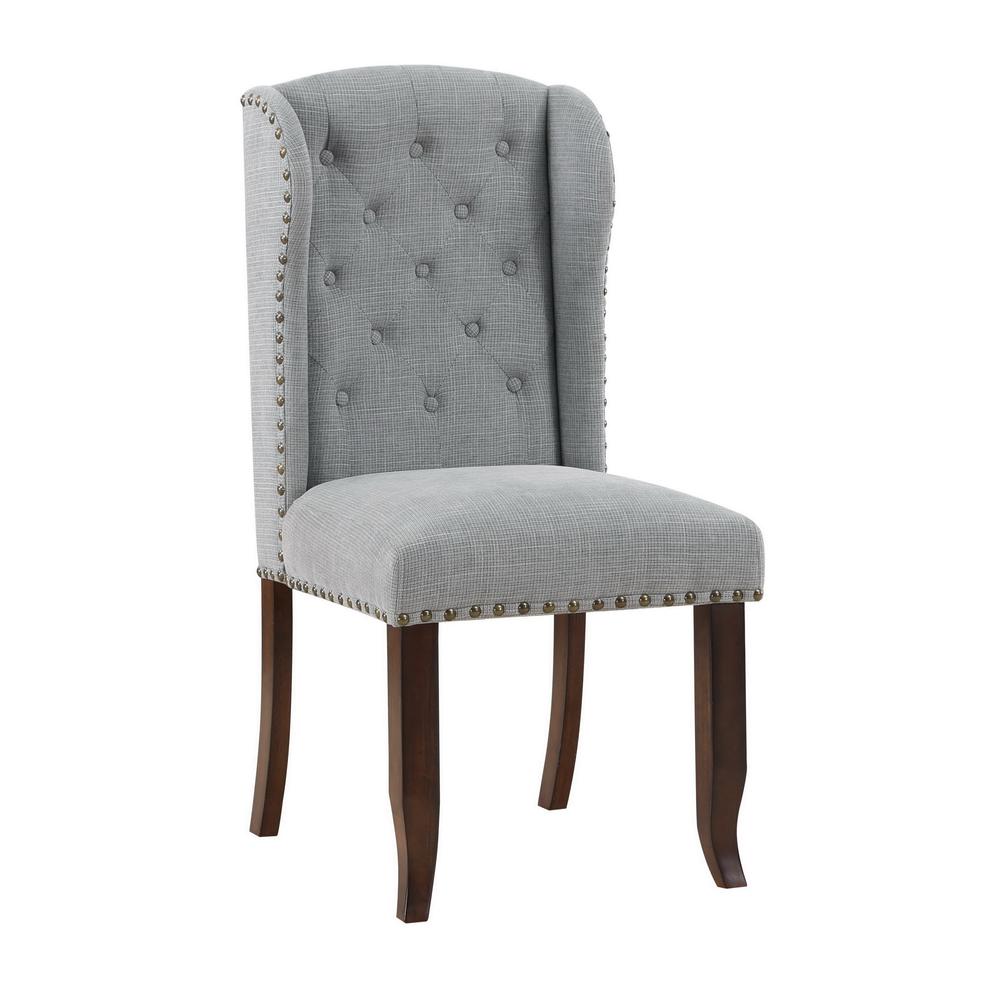 Edmund Brown and Grey Traditional Accent Dining Chair - Set of Two. Picture 8