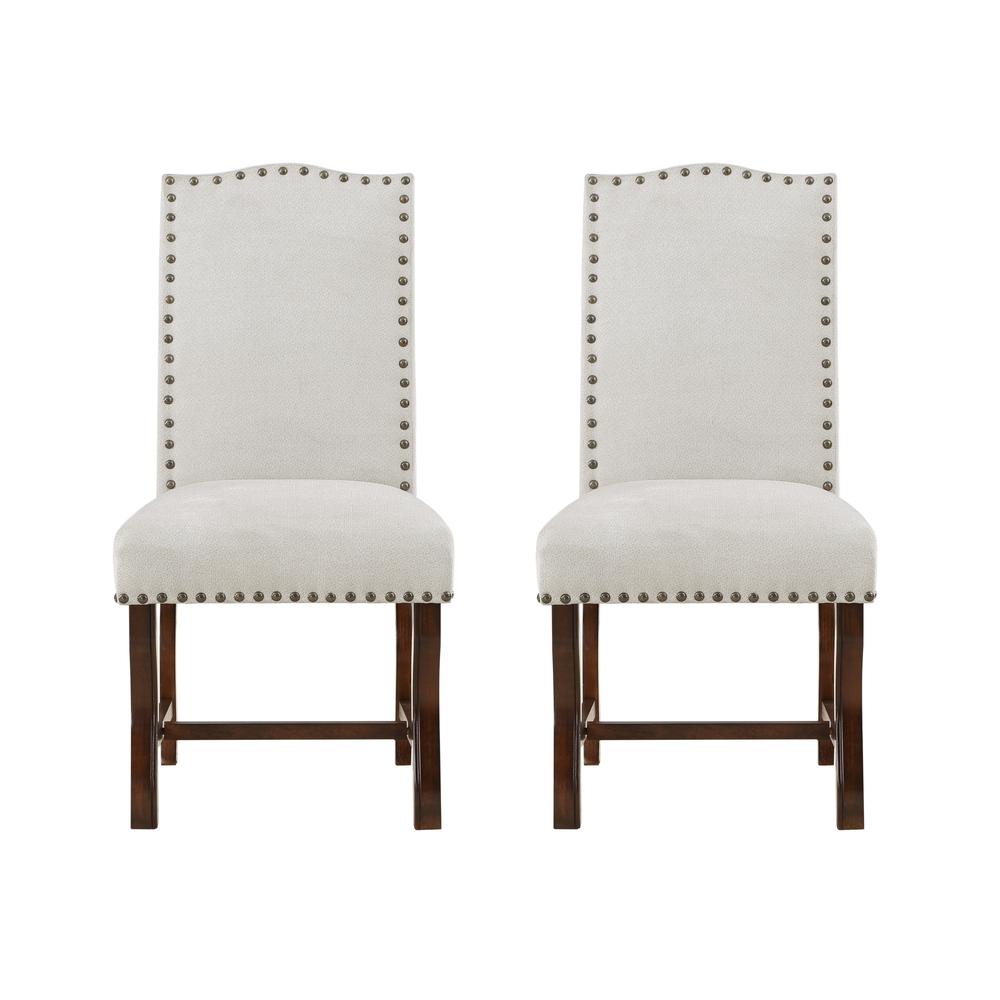 Hamilton Brown and Oatmeal Traditional Accent Dining Chair - Set of Two. Picture 7