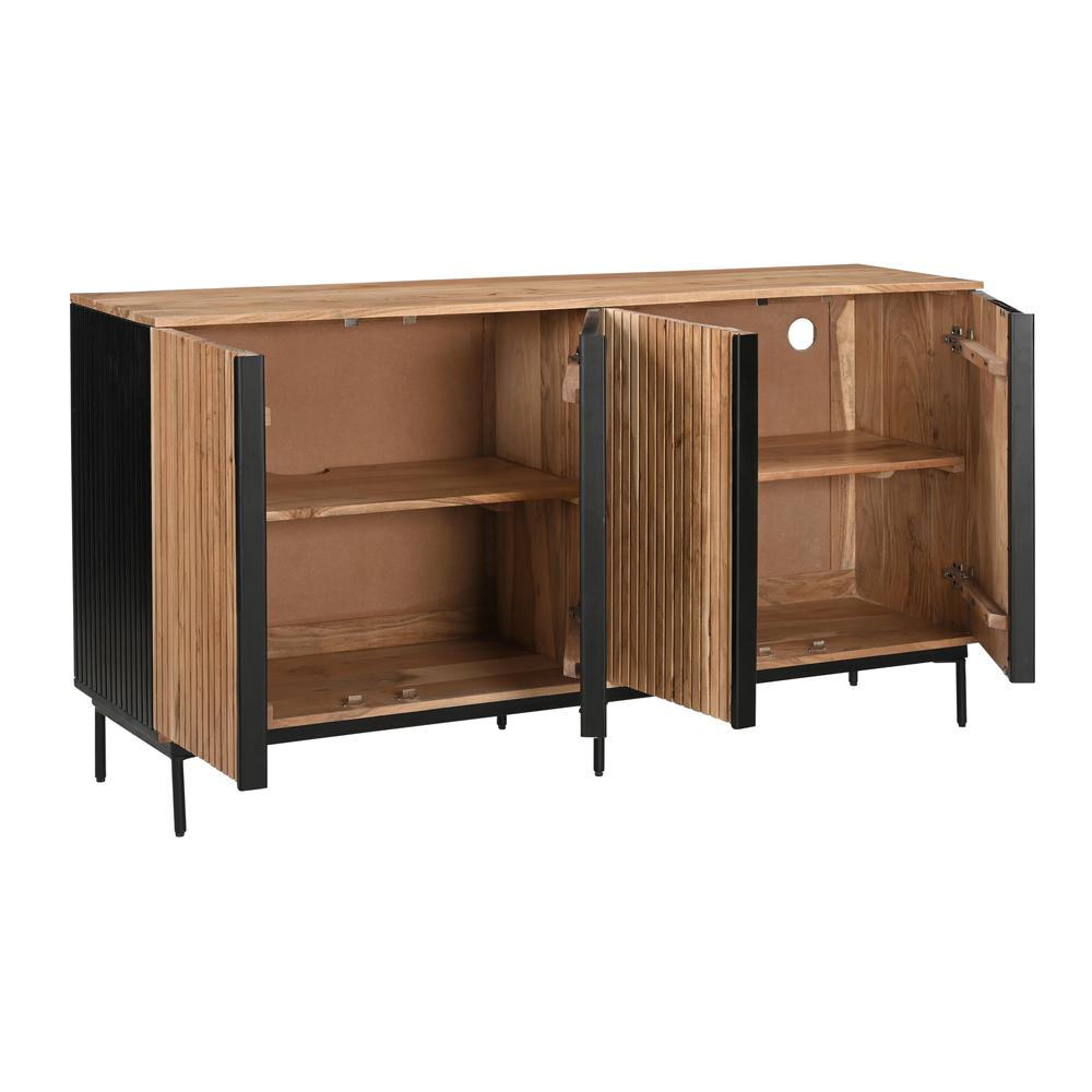 Easton Natural and Black Farmhouse Four Door Credenza. Picture 6