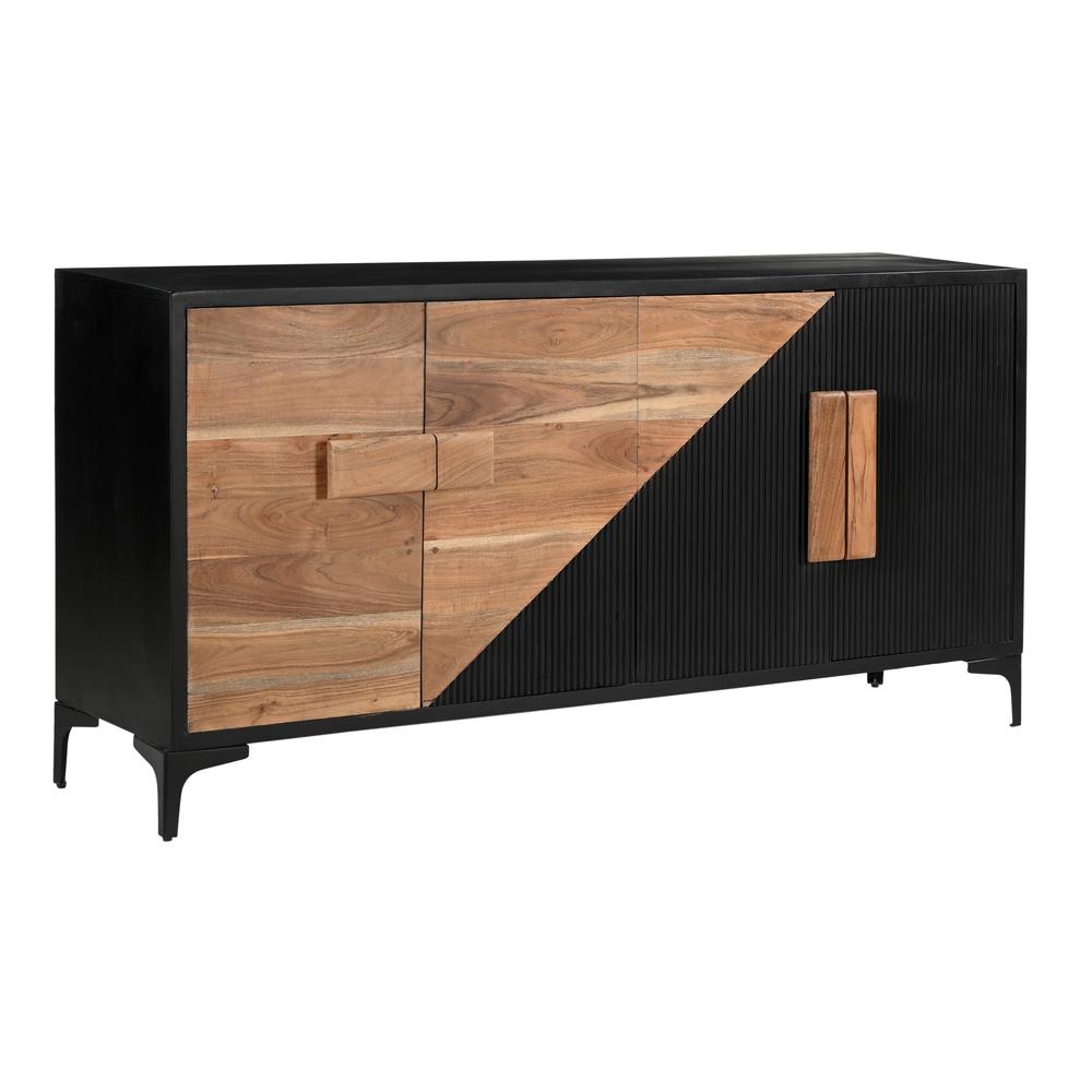 Methone Natural and Black Transitional Four Door Credenza. Picture 6