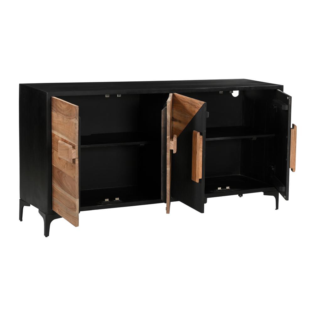 Methone Natural and Black Transitional Four Door Credenza. Picture 3