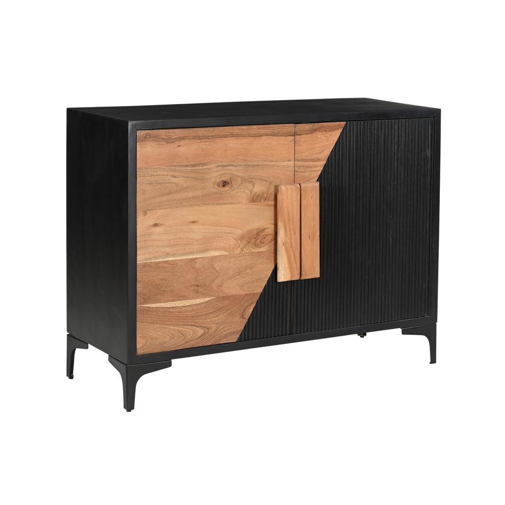 Methone Natural and Black Transitional Two Door Cabinet. Picture 6