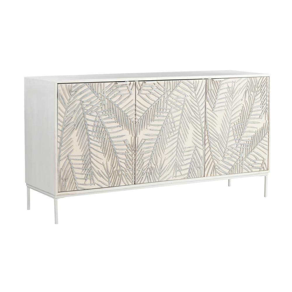 Cloudfield Weathered White Coastal Three Door Credenza. Picture 5