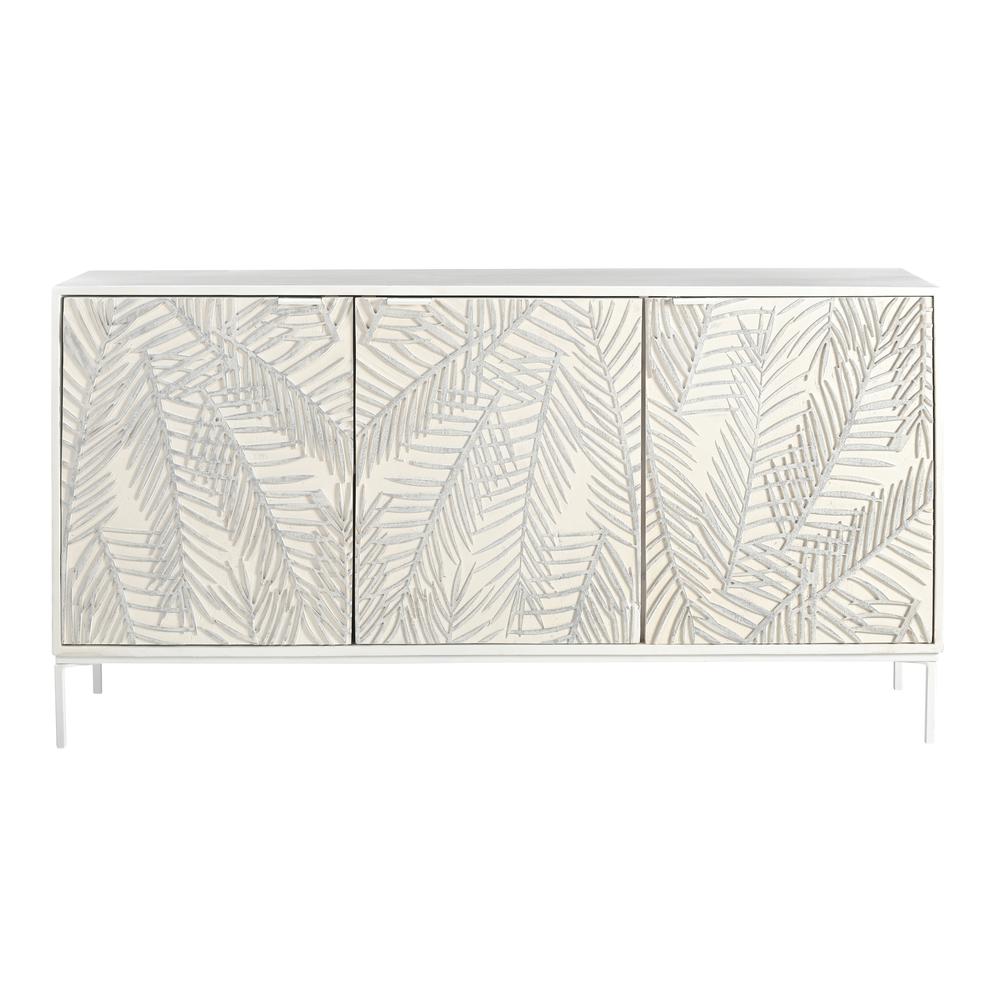 Cloudfield Weathered White Coastal Three Door Credenza. Picture 1