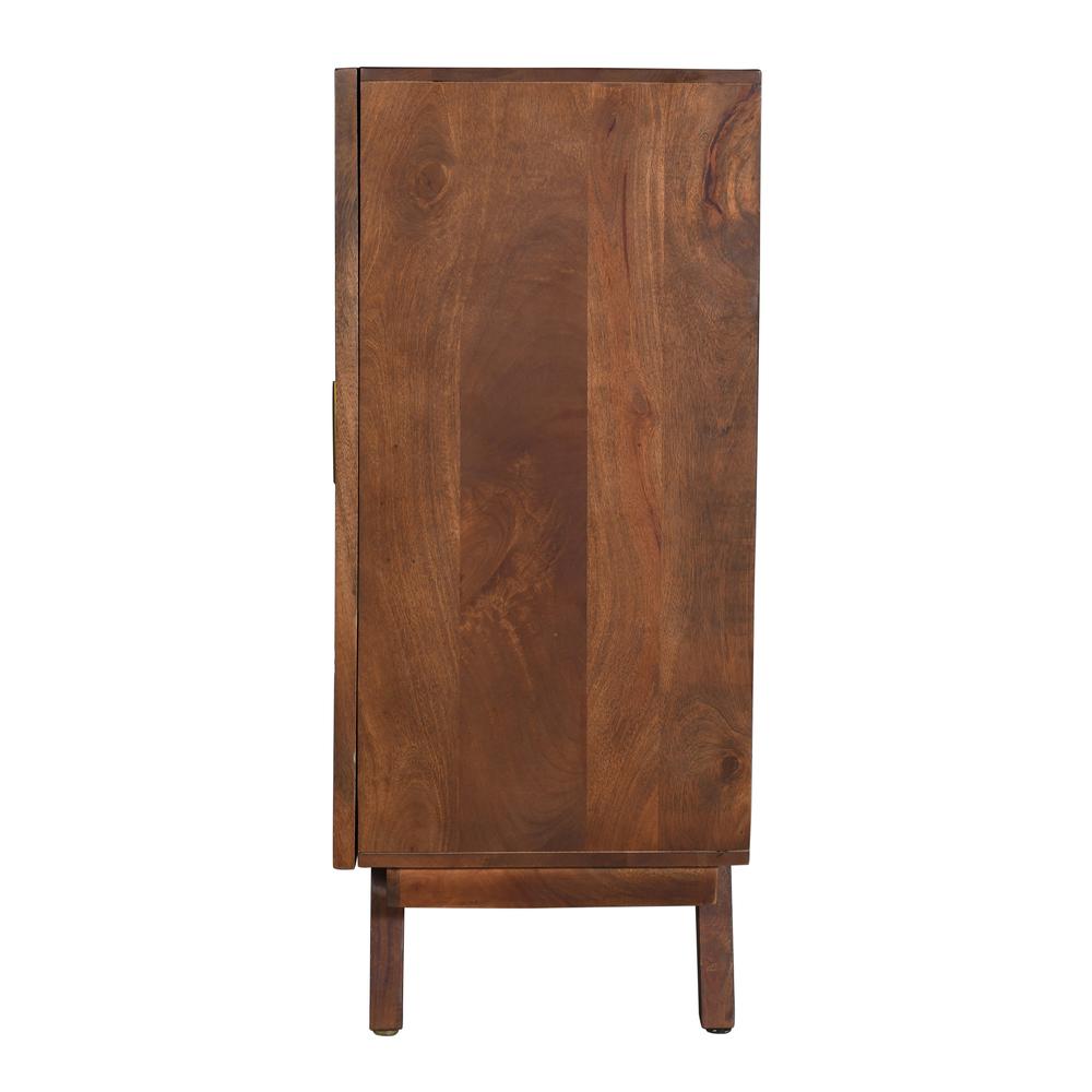 Esvons Brown & Gold Transitional Two Door Tall Wine Cabinet. Picture 3