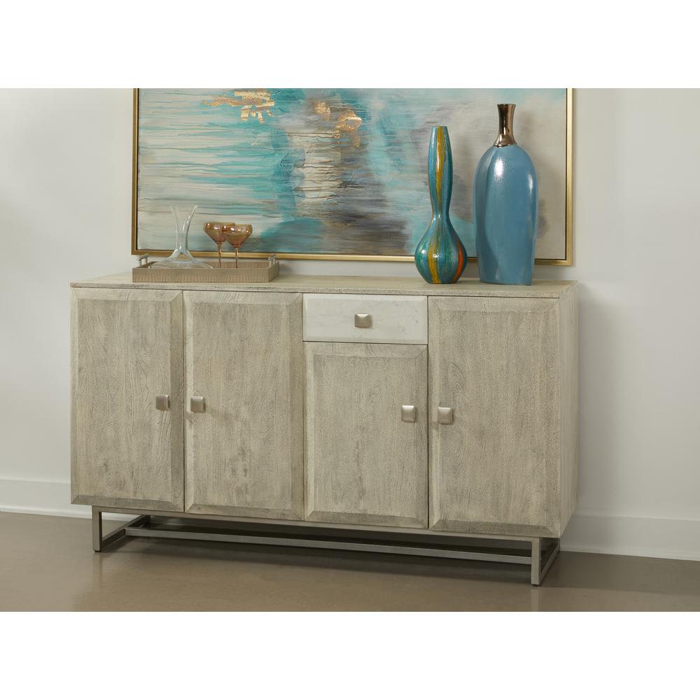 Valparaiso Grey Transitional Four Door One Drawer Credenza. Picture 7