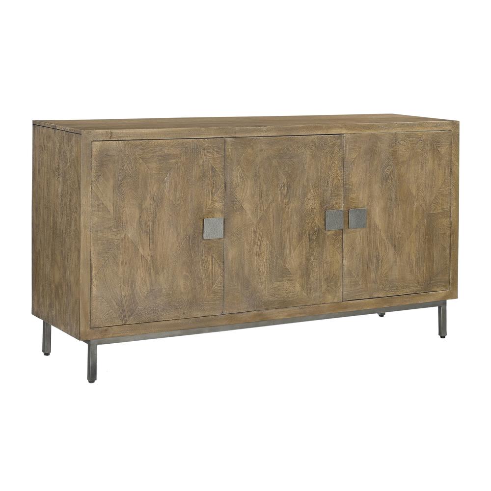 Cozad Aged Natural Transitional Three Door Credenza. Picture 3
