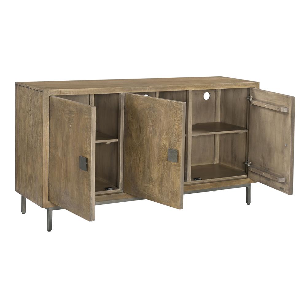 Cozad Aged Natural Transitional Three Door Credenza. Picture 4