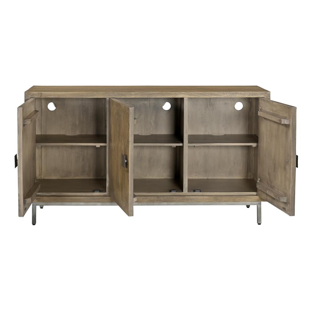 Cozad Aged Natural Transitional Three Door Credenza. Picture 5