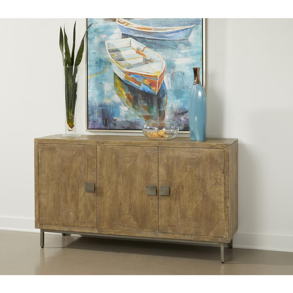 Cozad Aged Natural Transitional Three Door Credenza. Picture 7