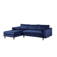 Parker Velvet Sectional with Ottoman, Blue. Picture 1