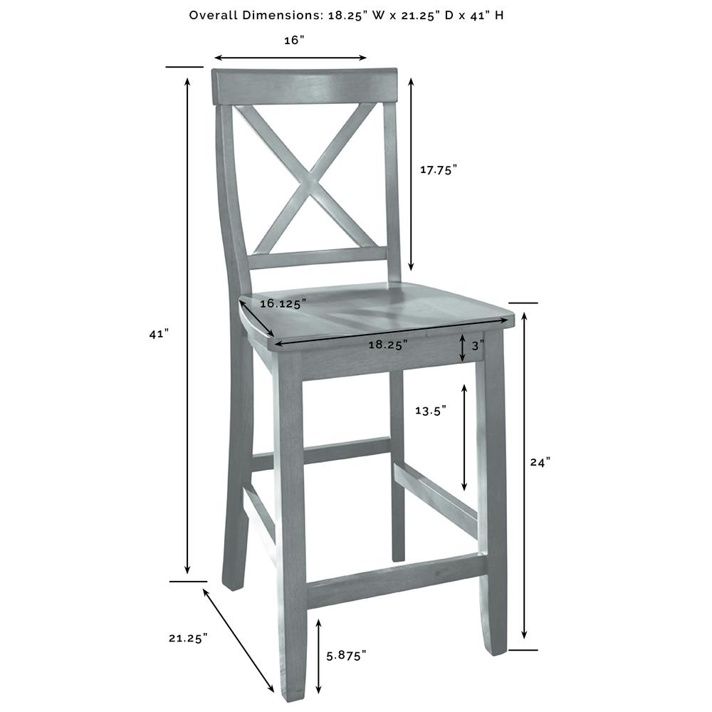 X-Back 2Pc Counter Stool Set Gray - 2 Stools. Picture 9