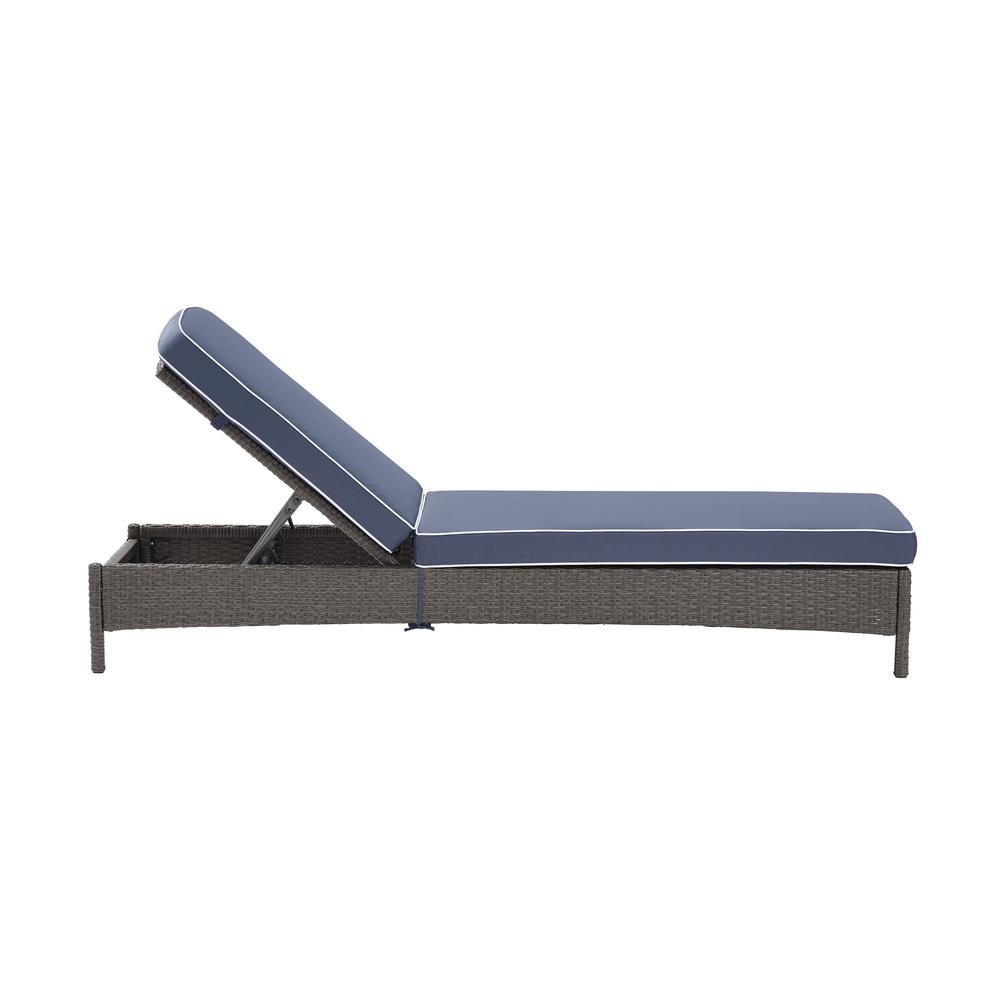 Palm Harbor Outdoor Wicker Chaise Lounge Navy/Weathered Gray. Picture 11