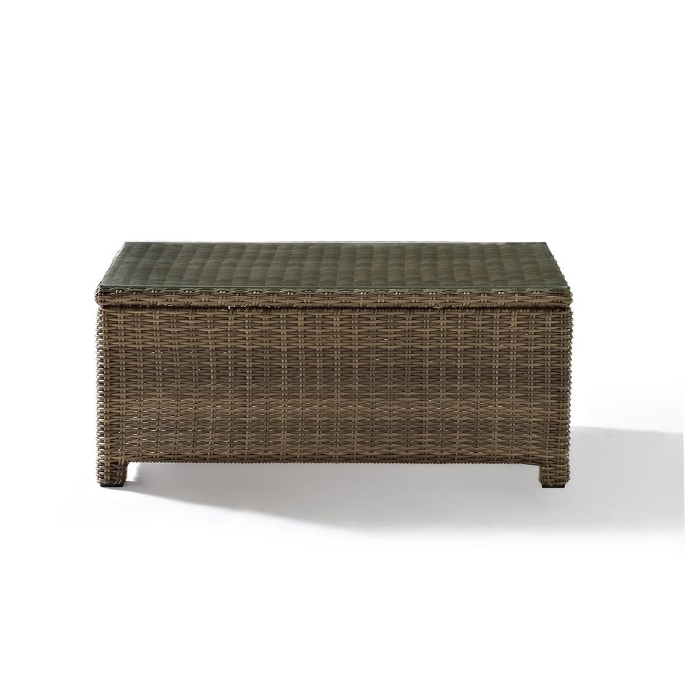 Bradenton Outdoor Wicker Coffee Table Weathered Brown. Picture 6