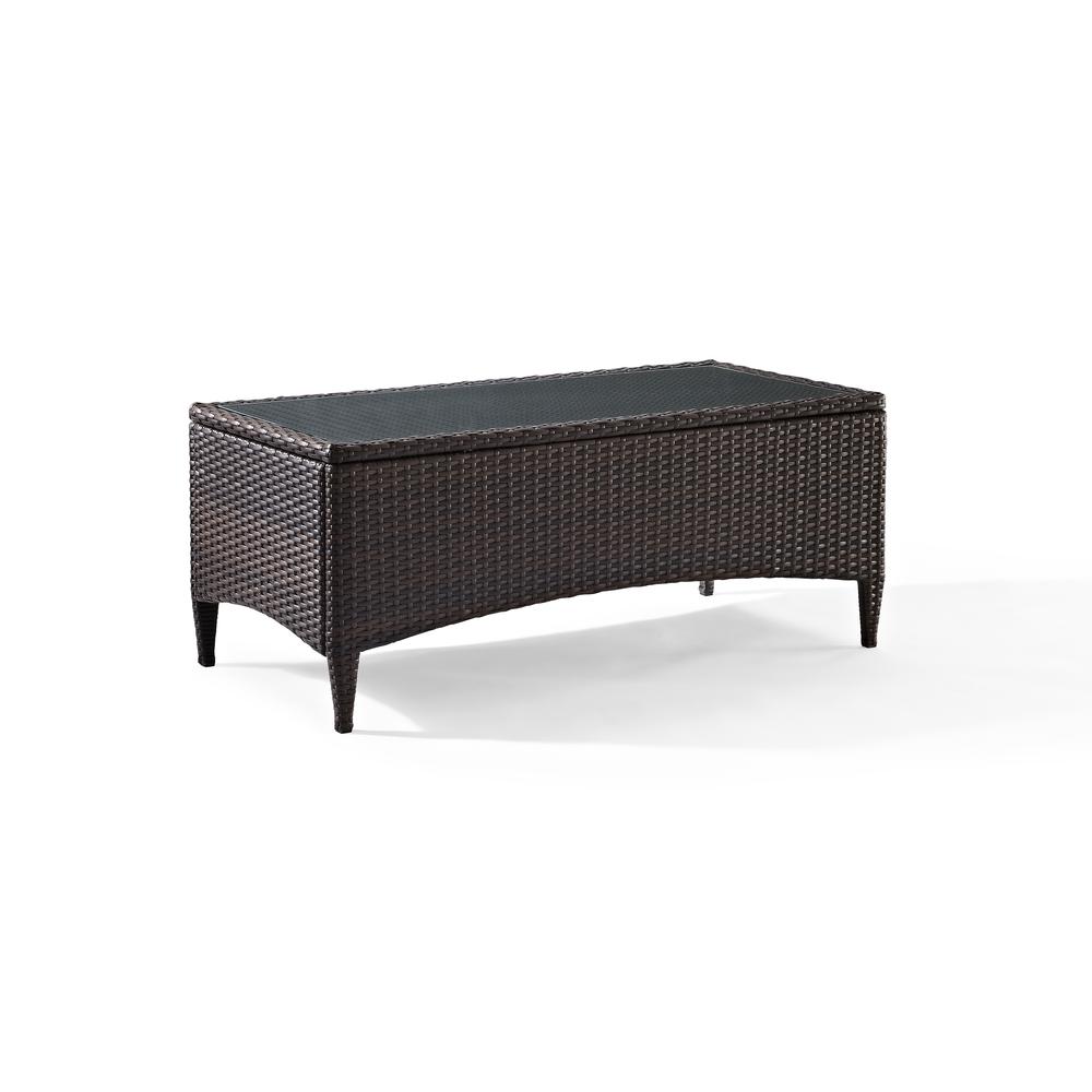 Kiawah Outdoor Wicker Coffee Table Sangria/Brown. Picture 10