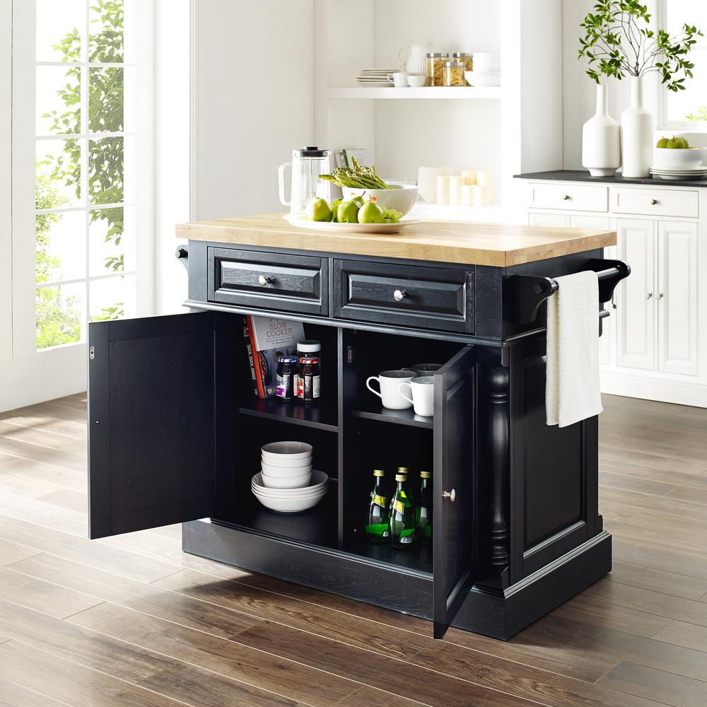 Oxford Kitchen Island W/X-Back Stools Black - Kitchen Island, 2 Counter Height Bar Stools. Picture 8