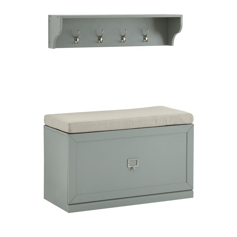 Harper 2Pc Entryway Set Gray/Creme - Bench & Shelf. Picture 21