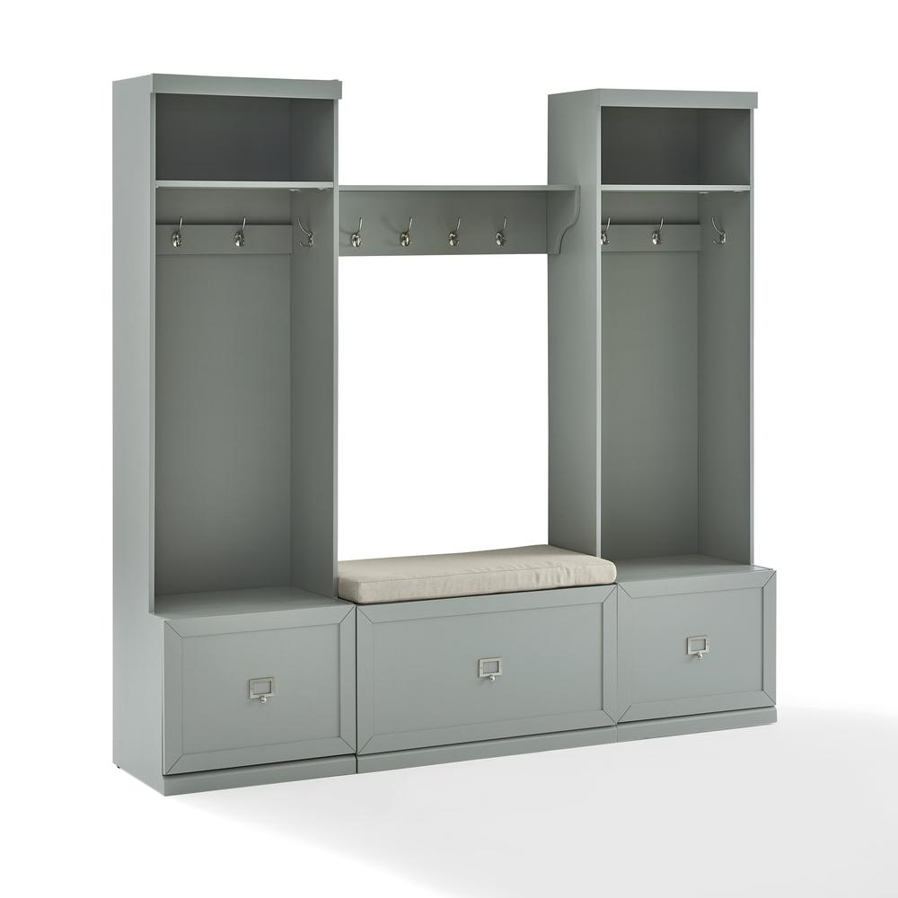 Harper 4Pc Entryway Set Gray/Creme - Bench, Shelf, & 2 Hall Trees. Picture 22