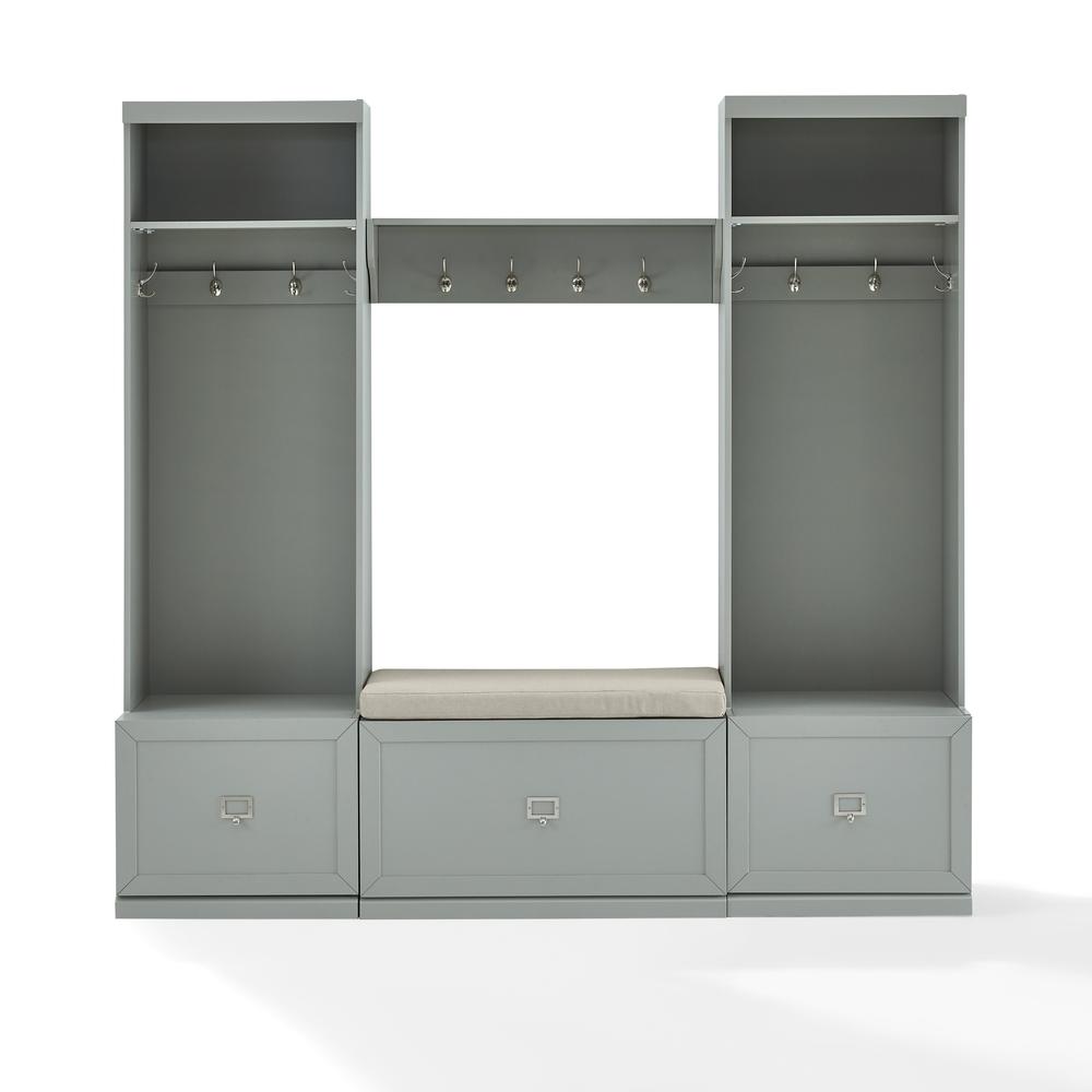 Harper 4Pc Entryway Set Gray/Creme - Bench, Shelf, & 2 Hall Trees. Picture 23