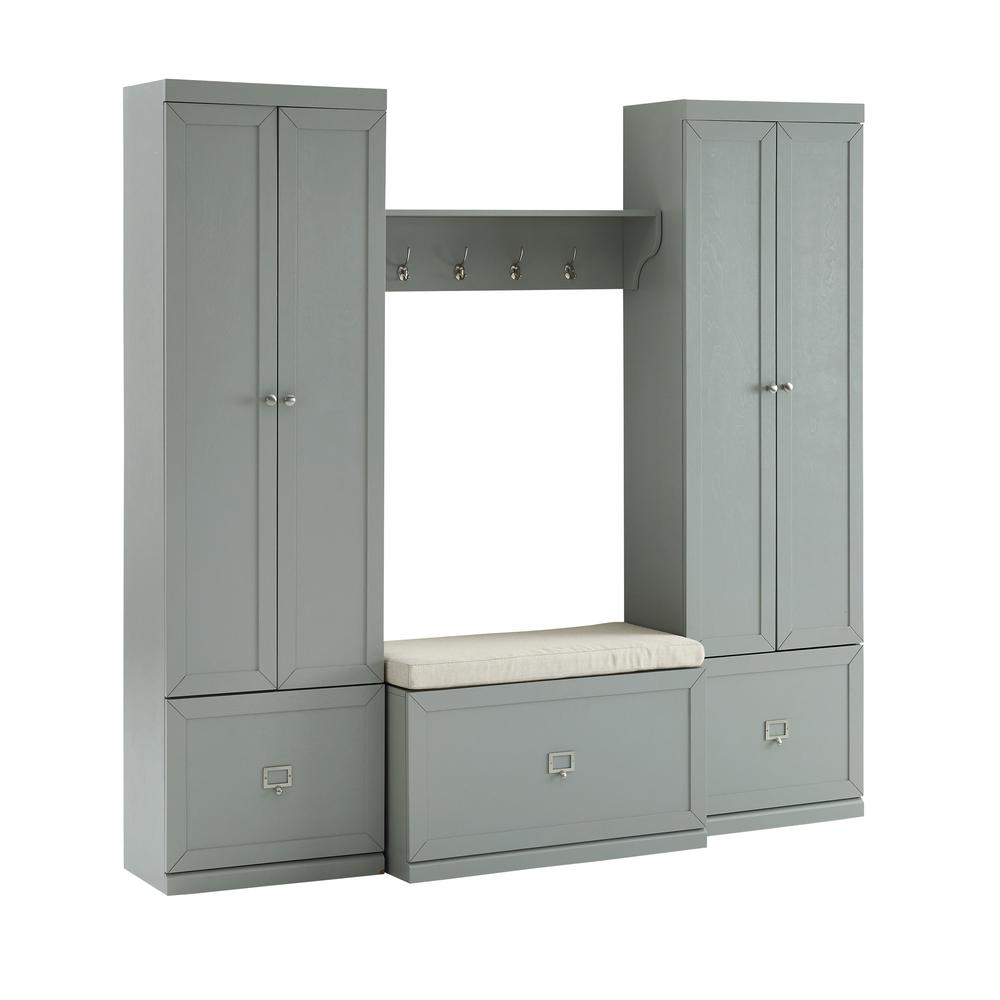 Harper 4Pc Entryway Set Gray/Creme - Bench, Shelf, & 2 Pantry Closets. Picture 25