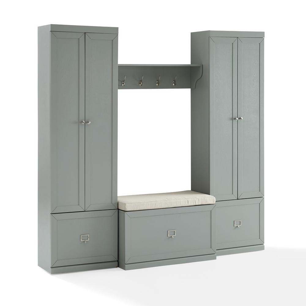 Harper 4Pc Entryway Set Gray/Creme - Bench, Shelf, & 2 Pantry Closets. Picture 27