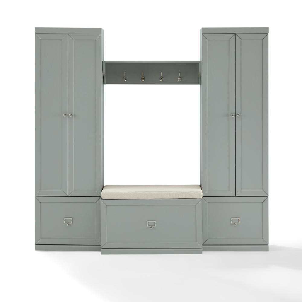 Harper 4Pc Entryway Set Gray/Creme - Bench, Shelf, & 2 Pantry Closets. Picture 24
