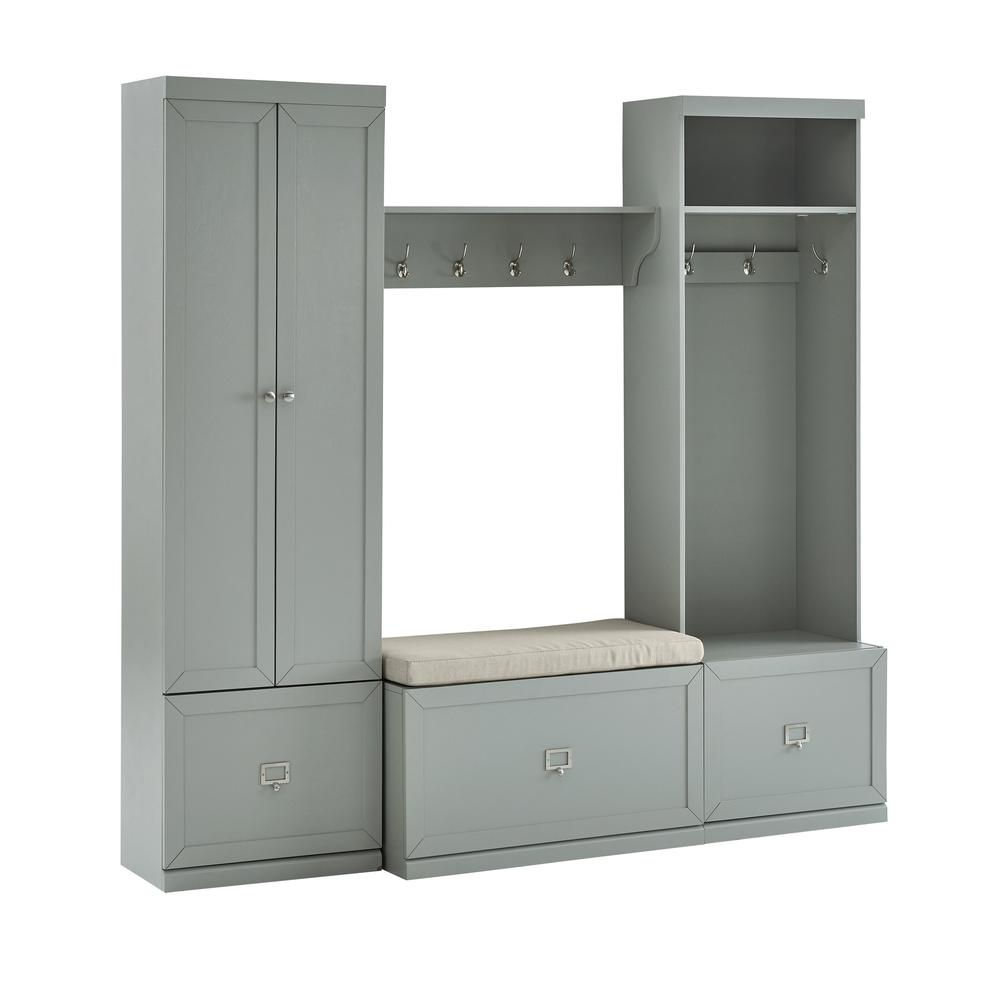 Harper 4Pc Entryway Set Gray/Creme - Bench, Shelf, Hall Tree, & Pantry Closet. Picture 21