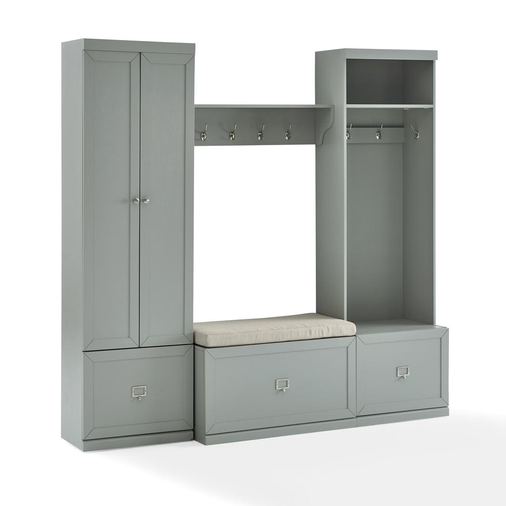 Harper 4Pc Entryway Set Gray/Creme - Bench, Shelf, Hall Tree, & Pantry Closet. Picture 22