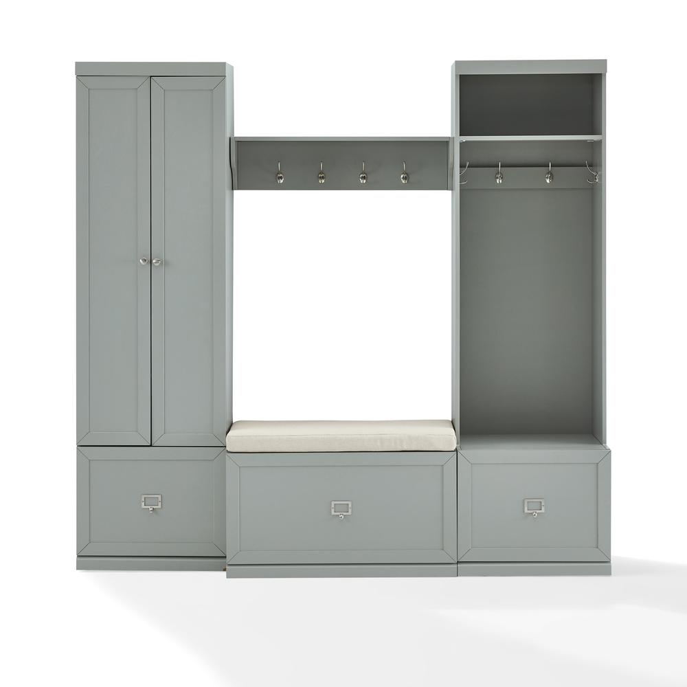 Harper 4Pc Entryway Set Gray/Creme - Bench, Shelf, Hall Tree, & Pantry Closet. Picture 27