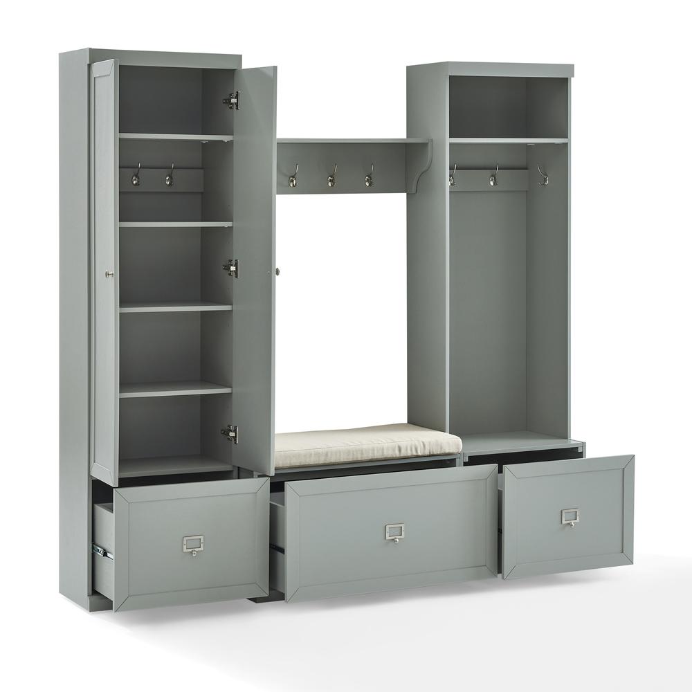 Harper 4Pc Entryway Set Gray/Creme - Bench, Shelf, Hall Tree, & Pantry Closet. Picture 26
