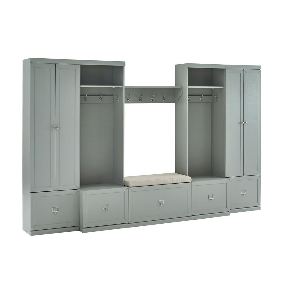 Harper 6Pc Entryway Set Gray/Creme - Bench, Shelf, 2 Pantry Closets, & 2 Hall Trees. Picture 26
