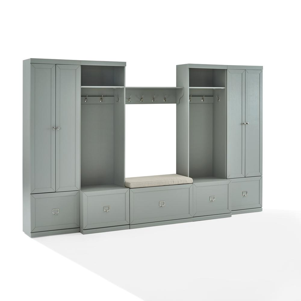 Harper 6Pc Entryway Set Gray/Creme - Bench, Shelf, 2 Pantry Closets, & 2 Hall Trees. Picture 27