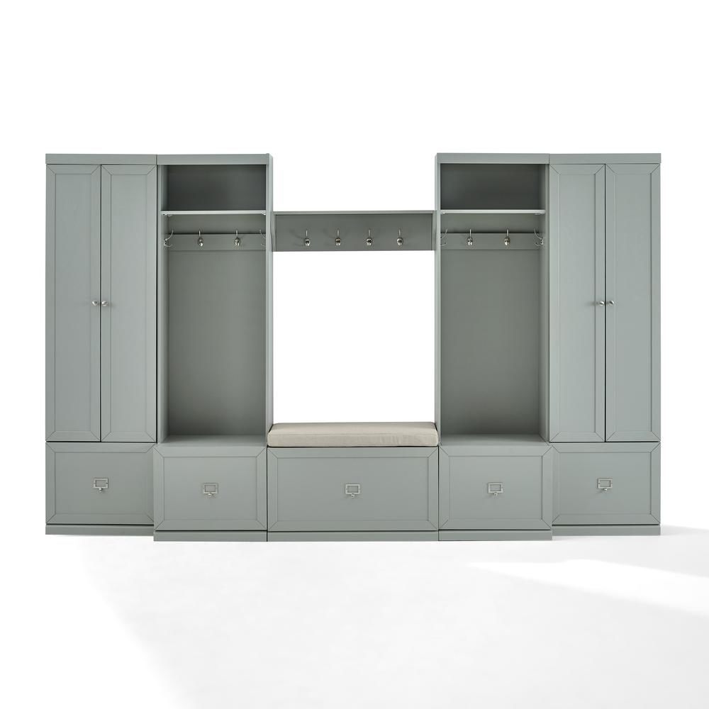 Harper 6Pc Entryway Set Gray/Creme - Bench, Shelf, 2 Pantry Closets, & 2 Hall Trees. Picture 28