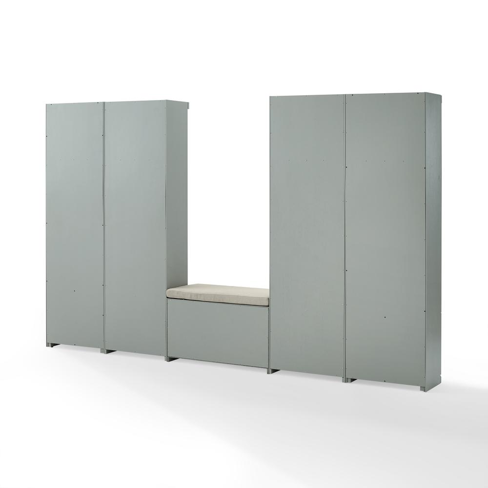 Harper 6Pc Entryway Set Gray/Creme - Bench, Shelf, 2 Pantry Closets, & 2 Hall Trees. Picture 30