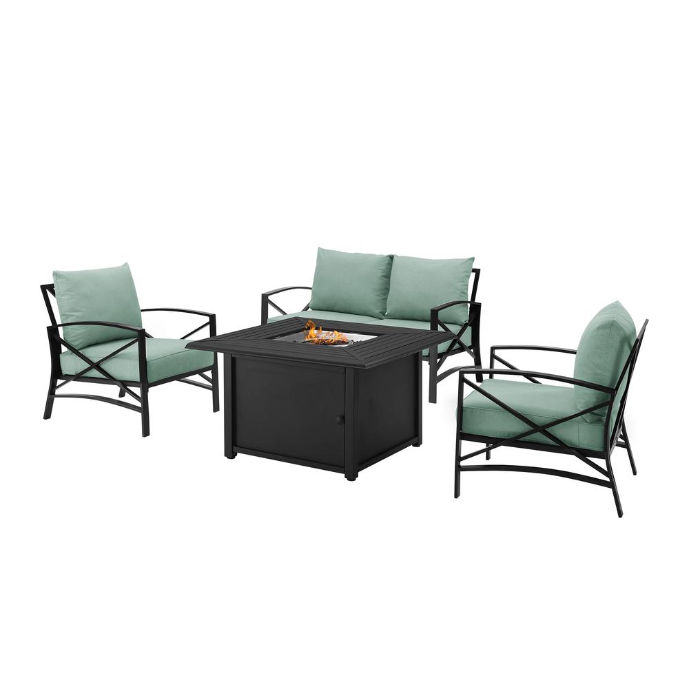 Kaplan 4Pc Outdoor Metal Conversation Set W/Fire Table Mist/Oil Rubbed Bronze - Loveseat, Dante Fire Table, & 2 Arm Chairs. Picture 18