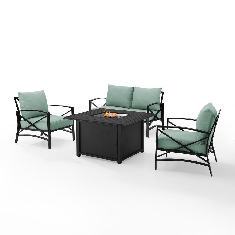 Kaplan 4Pc Outdoor Metal Conversation Set W/Fire Table Mist/Oil Rubbed Bronze - Loveseat, Dante Fire Table, & 2 Arm Chairs. Picture 21
