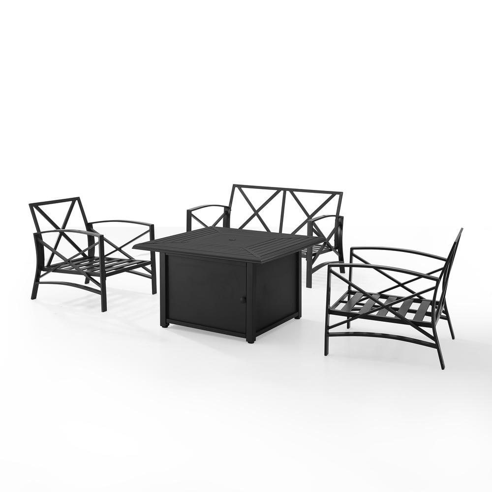 Kaplan 4Pc Outdoor Metal Conversation Set W/Fire Table Mist/Oil Rubbed Bronze - Loveseat, Dante Fire Table, & 2 Arm Chairs. Picture 24
