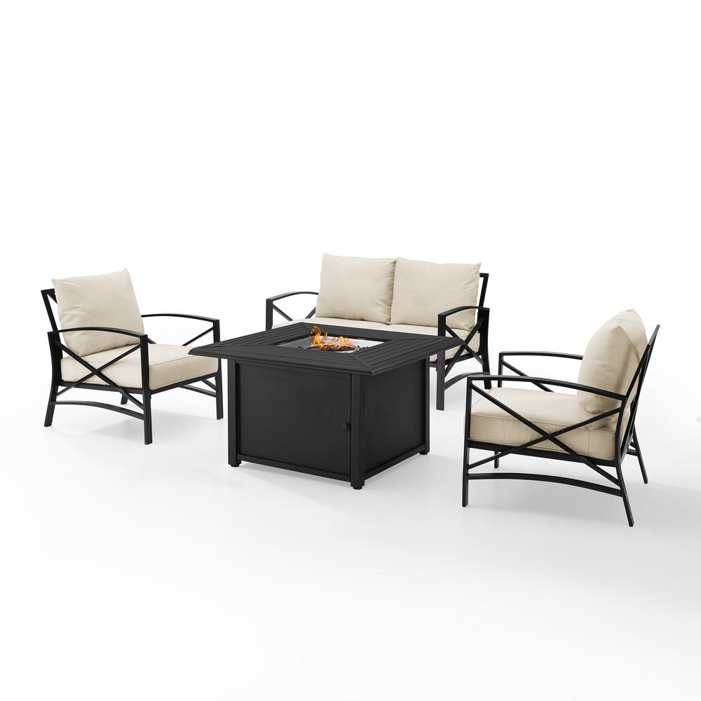 Kaplan 4Pc Outdoor Metal Conversation Set W/Fire Table Oatmeal/Oil Rubbed Bronze - Loveseat, Dante Fire Table, & 2 Arm Chairs. Picture 21
