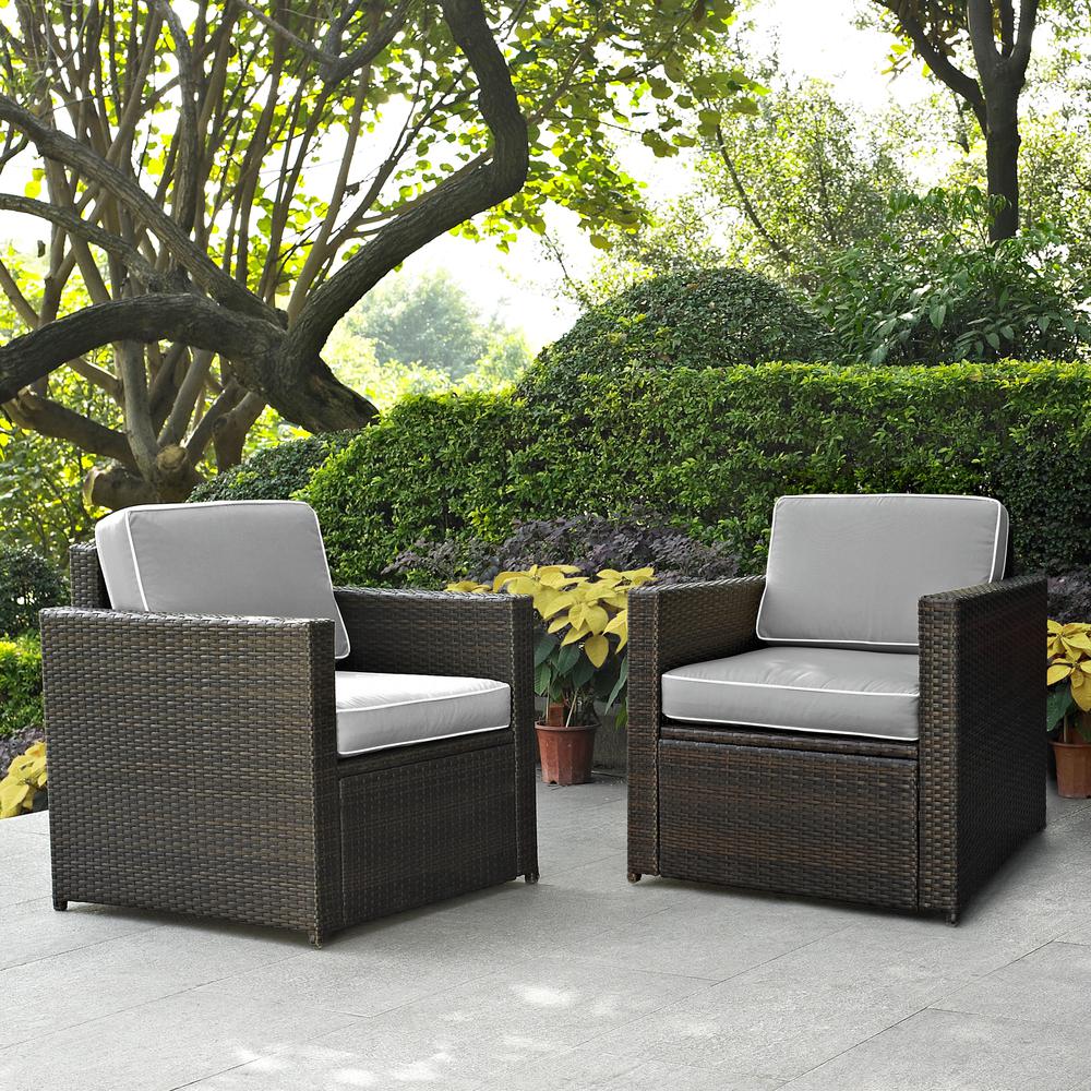 Palm Harbor 2Pc Outdoor Wicker Chair Set Gray/Brown - 2 Chairs. Picture 6