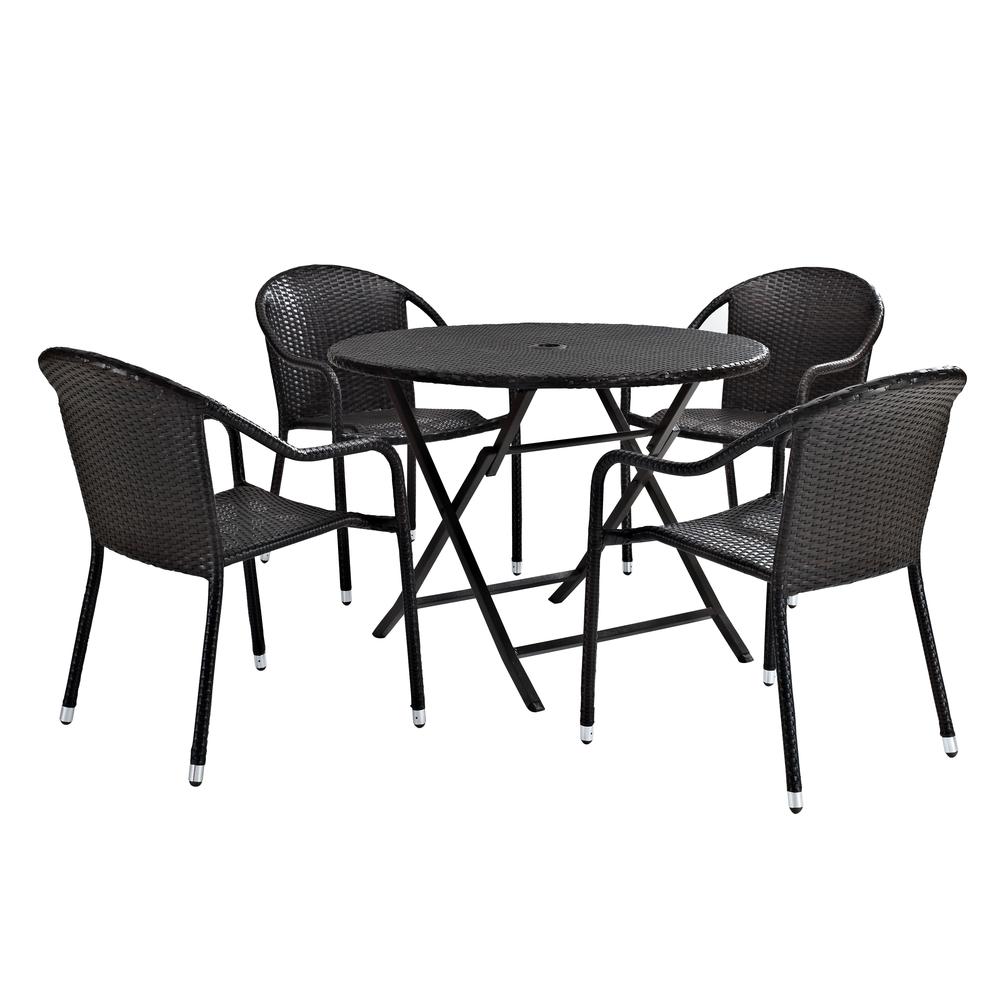 Palm Harbor 5Pc Outdoor Wicker Dining Set Brown - Table, 4 Stacking Chairs. Picture 2
