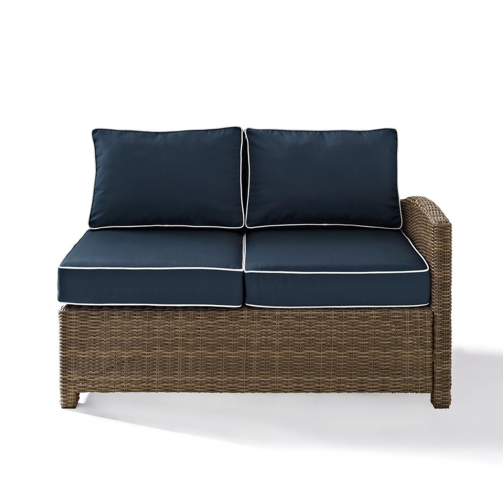 Bradenton Outdoor Wicker Sectional Right Side Loveseat Navy/Weathered Brown. Picture 11