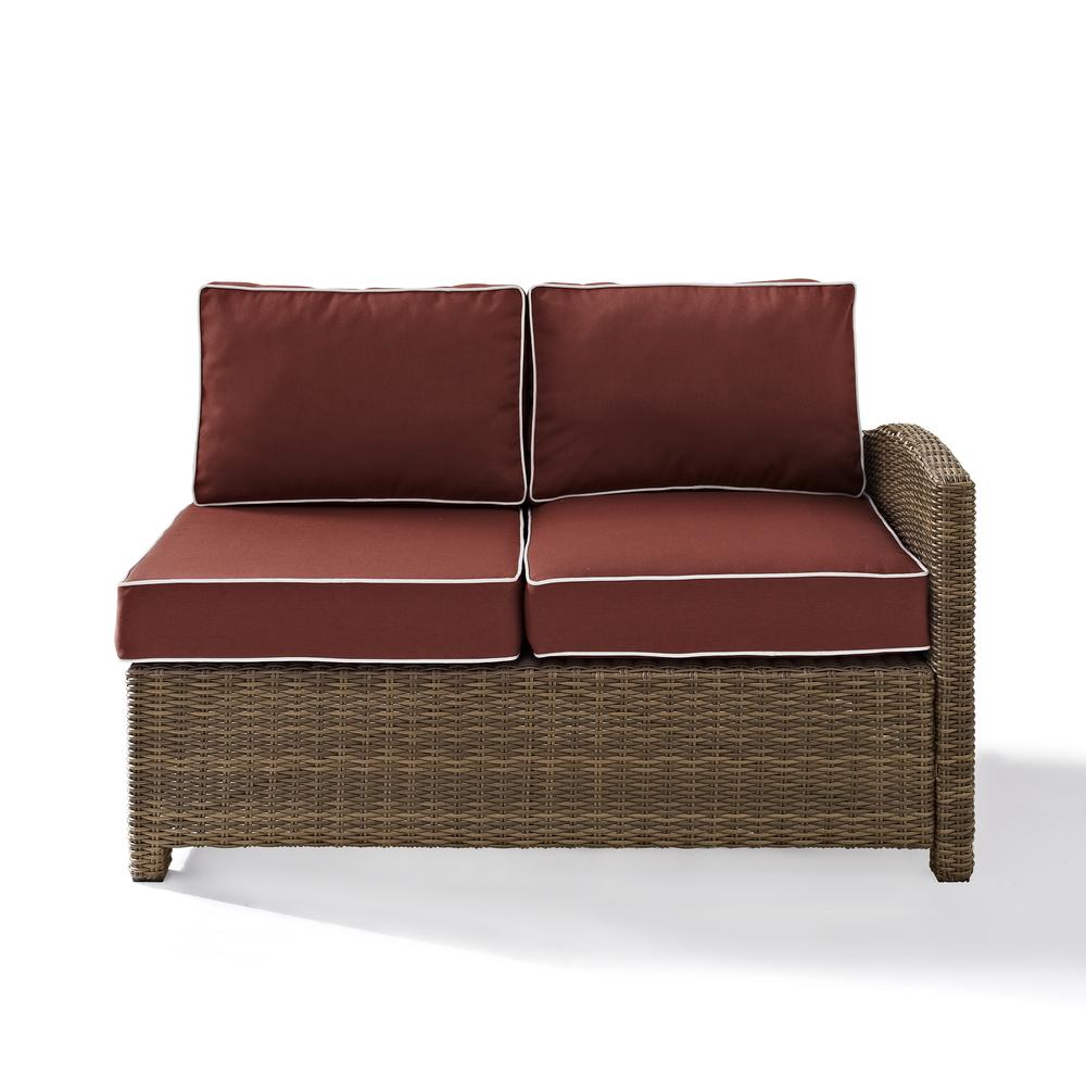 Bradenton Outdoor Wicker Sectional Right Side Loveseat Sangria/Weathered Brown. Picture 11