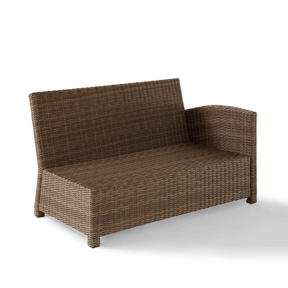 Bradenton Outdoor Wicker Sectional Right Side Loveseat Sangria/Weathered Brown. Picture 12